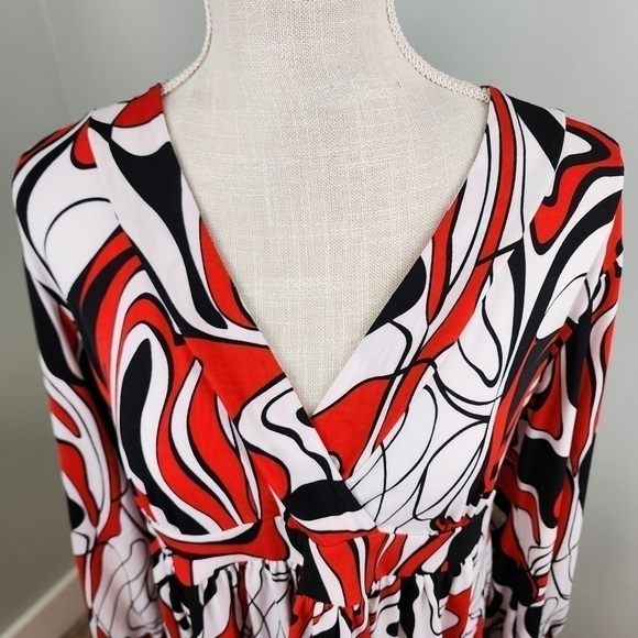 Cha Cha Vente Women’s Baby Doll Splice Neck Tunic Top Stretch Large - Picture 2 of 8